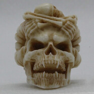 羊角骷髏惡靈尸陀林主骨質(zhì)項墜吊墜三通佛頭 菩提手串文玩飾品配飾 (羊角骷髏B款_20mm)