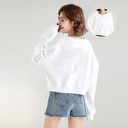 衛衣女春秋2022新款印花閨蜜裝寬松圓領(lǐng)無(wú)帽套頭百搭長(cháng)袖上衣潮 短款衛衣薄款 XXL