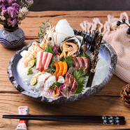 魚(yú)生冰盤(pán)刺身盤(pán)餐碟日韓料理壽司盤(pán)自助餐盤(pán)日式陶瓷餐具日本創(chuàng  )意菜盤(pán)子日料沙拉盤(pán)個(gè)性刺身拼盤(pán)商用刺身冰盤(pán) 遠山刺身盤(pán)
