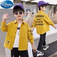迪士尼（Disney）男童外套春秋款2024新款韓版兒童洋氣寬松襯衫兒童薄款 姜黃色 130 cm