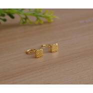 優(yōu)詩(shī)諾（YOUSHINUO）999黃金方形足金耳釘四方圖形耳韓版個(gè)性男女款方塊時(shí)尚耳棒 【單只*彎鉤】布紋方形耳釘0.34克