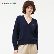 LACOSTE法國鱷魚(yú)女裝潮流休閑V領(lǐng)長(cháng)袖針織衫毛衣衫女|AF9554 166/藏青色 XS (34)