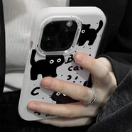 日美新黑色貓咪iqoo12手機殼iqooneo9網(wǎng)紅vivos18/s17e/s16pro可愛(ài)vivox 古董白[三只小黑貓A]鏡框小胖 iQOO 12