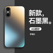 青躍適用蘋(píng)果X手機殼iPhoneXR/XS/XSMax保護套男女純色防摔防滑邊框硅膠AG磨砂質(zhì)感鏡頭全包 【石墨黑】磨砂質(zhì)感 iPhone X