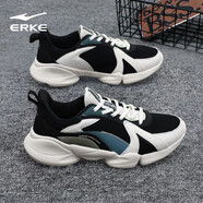 鴻星爾克男鞋運動(dòng)鞋夏季革網(wǎng)面透氣輕便休閑學(xué)生時(shí)尚百搭耐磨減震跑步鞋子 正黑/深苔蘚綠2246 39