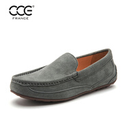CCE男鞋復古豬皮手工豆豆鞋男 百搭英倫輕奢氣質(zhì)開(kāi)車(chē)懶人鞋男2382 灰色 44