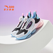 安踏兒童運動鞋女大童鞋春秋季新款旋鈕科技氣墊緩震UFO5.0天眼跑鞋 【UFO6.0革面】黑/白/超氫藍N-5 36