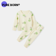 博睿恩（Pureborn）新生嬰兒內(nèi)衣套裝春秋季棉男女寶寶睡衣家居服舒適秋衣套裝 抹茶曲奇 90