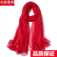 名格雅頓夏季純色防曬絲巾海邊沙灘巾長(zhǎng)款春秋披肩女紗巾圍巾秋冬季大雪紡 紅色