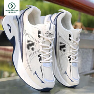 啄木鳥(niǎo)官方運動(dòng)鞋男秋冬季皮面跑步老爹鞋防滑耐磨防水百搭休閑旅游鞋 H-911米色 39 -品牌旗艦正品斷碼特·價(jià)名鞋十大品牌