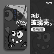 霞之丘 oppoReno手機(jī)殼男玻璃潮牌卡通reno2z防摔動(dòng)漫鏡面硬殼全包高級(jí)感保護(hù)套新款 Reno2 小怪黑J