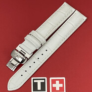 聚優(yōu)藍 聚優(yōu)藍適用于天梭1853海浪系列T02原裝皮帶 T023210a T097T95原廠(chǎng)真皮表帶 白色+銀色表扣（質(zhì)保一年） 14mm