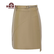 獸王真皮短裙女 綿羊皮女士包臀裙韓版時(shí)尚氣質(zhì)半身裙OL風(fēng)辦公室通勤 米色 165/88A(L)