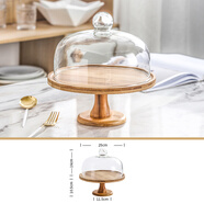 貓與器（MAOYUQI） 茶歇擺臺甜品臺展示架擺件蛋糕托盤(pán)下午茶點(diǎn)心架 10英寸竹木質(zhì)蛋糕臺+玻璃蓋