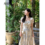 與欣法式復古雪紡碎花連衣裙子女夏季2024新品溫柔風(fēng)甜美收腰顯瘦長(cháng)裙 連衣裙 均碼（可備注碼數）