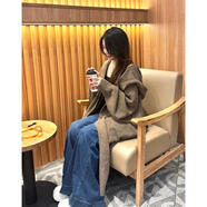 LISER初墨女裝源頭工廠(chǎng)大衣女毛衣外套長(cháng)袖秋季新款針織開(kāi)衫中長(cháng)款寬松 美拉德(版加大巫師帽) M 小碼 (衣長(cháng)105c)