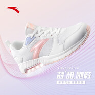 安踏運動(dòng)鞋休閑女鞋2022夏季女士皮網(wǎng)面防水跑步減震氣墊鞋 【網(wǎng)面】象牙白/嬰兒粉-1 5/35.5