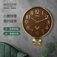 麗聲（RHYTHM）時(shí)鐘客廳鹿頭掛鐘靜音金屬簡(jiǎn)約臥室鐘表掛墻39.8cm掛表CMP551XA06
