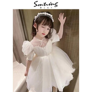 mlgt  kids童裝 女童連衣裙夏裝2025兒童蓬蓬裙子寶寶夏季禮服公主裙 白色 120 cm