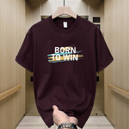 賓色（BINSE） 重磅純棉短袖t恤男裝潮牌潮流寬松上衣服春夏季大碼美式體恤 酒紅色 S