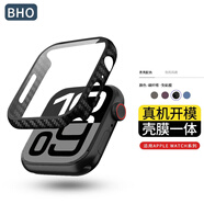 BHO【熱銷10萬+】適用蘋果手表保護殼apple watch s10保護殼膜一體套iwatch s9/8/7/ultra2鋼化膜防摔 殼膜一體【碳纖維色】 iwatch 4/5/6/SE2【40mm