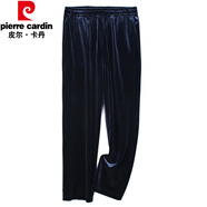 皮爾卡丹時(shí)尚金絲絨褲子男黑色休閑寬松直筒松緊高腰易打理百搭流行長(cháng)褲 藍色 XL