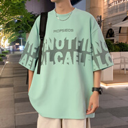 舉風(fēng)【本店熱銷(xiāo)】港風(fēng)假兩件短袖t恤男夏季寬松五分袖潮流大碼帥氣男 HT24399薄荷綠色 XL【130-150斤】可穿