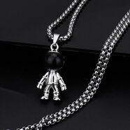 潮流男項鏈個(gè)性嘻哈掛件潮酷時(shí)尚男配飾網(wǎng)紅韓版女吊墜百搭首飾品 1#太空人 細盒子鏈[鏈周長(cháng)60cm]