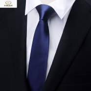 窄版6cm男女韩版时尚休闲细领带纯色黑色6cm领带 8厘米藏蓝光面手打款