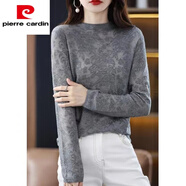 皮爾卡丹（pierre cardin）專(zhuān)柜撤回秋冬半高領(lǐng)蕾絲羊|毛衫女斷碼羊|絨針織打底2025新款 蕾絲灰 2XL