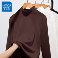 真維斯（JEANSWEST）打底衫女2025年新款半高領(lǐng)保暖寬松時(shí)尚氣質(zhì)女士上衣長袖t恤女裝 咖啡 純色 S