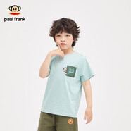 大嘴猴（paul frank）童裝兒童T恤2025夏款時尚百搭男女童圓領透氣休閑中大童短袖上衣 264B淺綠 120