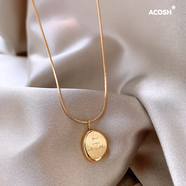 ACOSH雙面鈦鋼項鏈女韓國新款輕奢生日禮物小眾設計鎖骨鏈裝飾頸鏈 英文刻字項鏈