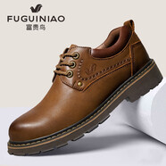 富貴鳥(niǎo) 男士大頭皮鞋軟皮軟底休閑鞋英倫風(fēng)戶(hù)外厚底工裝鞋系帶男鞋 暗棕色【四季款】 42 (260mm)