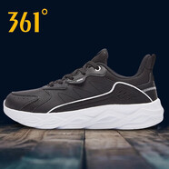 361°女鞋運動鞋女2025年秋冬季新款361休閑跑步鞋子皮面透氣老爹鞋女R 2218曜石黑/361度白 39