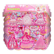 艾福兒兒童大號閃亮亮3D立體雙層泡泡貼蕾絲公主娃娃換裝貼紙書(shū)貼畫(huà) 精美雙層換裝公主貼紙-粉色