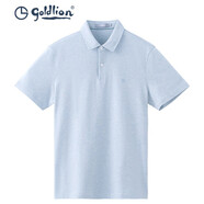 金利來(lái)官方直發(fā)男士男裝棉混紡珠地花紗多色搭配翻領(lǐng)POLO領(lǐng)花紗短袖上衣 15-淺藍 S