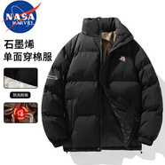 NASA MARVEL夾克男外套春秋季美式潮流面包服寬松休閑上衣 黑色（棉服） L