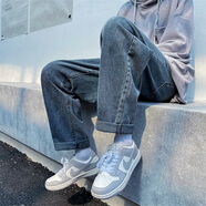 至唯 牛仔褲男寬松褲子男秋季港風九分闊腿直筒褲潮牌流百搭休閑長褲 煙灰款 常規(guī) XL【推薦135-155斤】