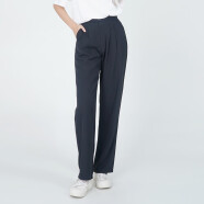 WEWE唯唯夏季新款女装休闲西装裤时尚直筒裤宽松长裤子 J23457黑色（常规） S