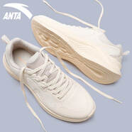 安踏女鞋冬季奶茶色漫步跑鞋減震回彈厚軟底學(xué)生增高時(shí)尚休閑運動(dòng)鞋子 -4燕麥白/淺煙灰 36