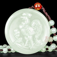蕓生閣天然和田玉十二生肖屬相吊墜項(xiàng)鏈圓形大吊墜玉佩玉石首飾禮物男女情侶生日玉墜頸飾 和田玉-屬雞 大號(hào)直徑50mm