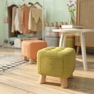 竹思樂(lè )實(shí)木布藝小凳子家用矮凳墩門(mén)口換鞋凳沙發(fā)凳成人休閑方凳 【加厚加固加大】抹茶綠實(shí)木凳