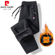 皮爾卡丹休閑褲男春秋季棉質(zhì)針織加絨加厚運(yùn)動(dòng)直筒長(zhǎng)褲男生寬松大碼褲子 黑色直筒【加絨】 加厚 L