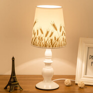 梵雙現(xiàn)代簡約北歐風遙控調(diào)光臥室床頭燈溫馨學習書桌看書創(chuàng)意歐式臺燈 烤漆白金麥穗+LED燈泡 按鈕開關