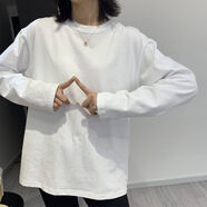 吻過 純棉長袖純色女上衣寬松韓版ins潮顯瘦打底衫內搭休閑小眾t恤女 白色【優(yōu)質款】 L