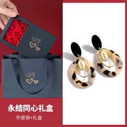 魅迪芬豹紋圈圈耳環(huán)新款爆款氣質(zhì)休閑耳飾女高級感小眾獨特耳墜輕奢耳釘 豹紋耳環(huán)+玫瑰禮盒