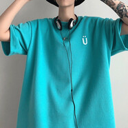 嘉曄新款短袖t恤男五分袖T恤衫上衣潮打底衫衣服夏季半袖體恤 小U湖藍(lán)色 2XL