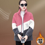 儷纓 羊羔絨短外套女秋冬2021新款韓版時(shí)尚寬松加厚泰迪毛絨短款衛(wèi)衣女百搭加絨夾克棉服女上衣ins潮 豆沙 L(建議100-115斤)