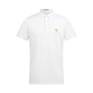 Hellen&woody奢侈男士夏季新品保羅衫時尚修身款純色金屬金標圖案休閑POLO 白色 52